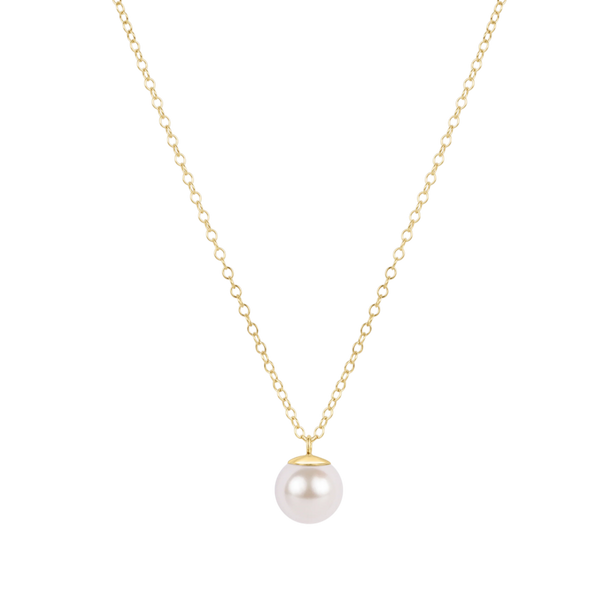 16" Necklace Gold Classic Pearl 8mm Charm - Bodega Nantucket