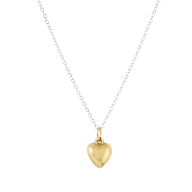 16" Necklace Mixed Metal Love Plush Gold Charm Small - Bodega Nantucket