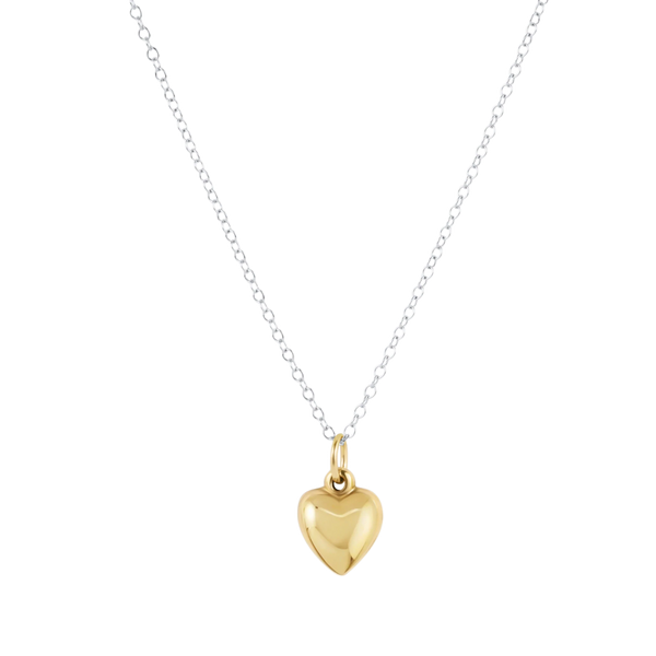 16" Necklace Mixed Metal Love Plush Gold Charm Small - Bodega Nantucket