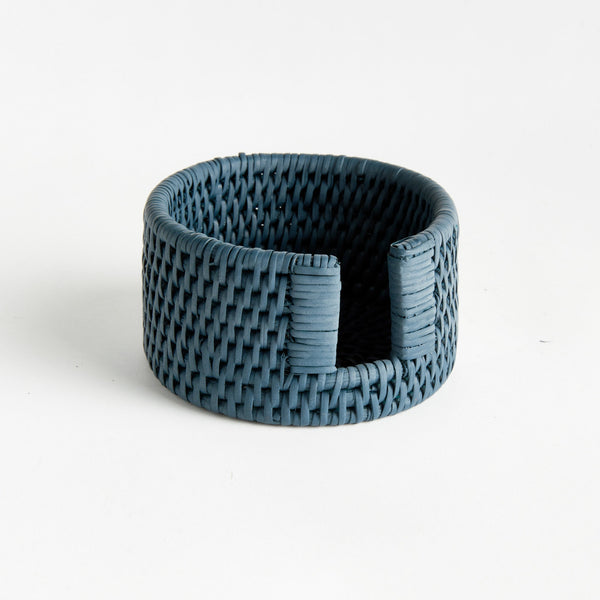 Navy Rattan Coasters Set/6