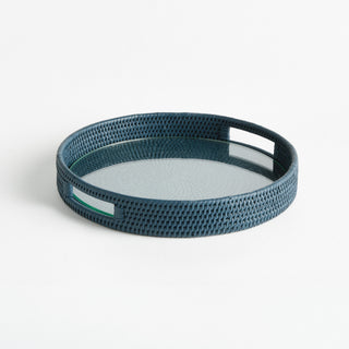 Navy Rattan Tray