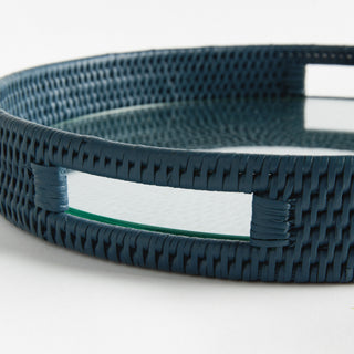 Navy Rattan Tray