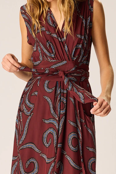 Nico Sleeveless Maxi Feather Bordeaux - Bodega Nantucket
