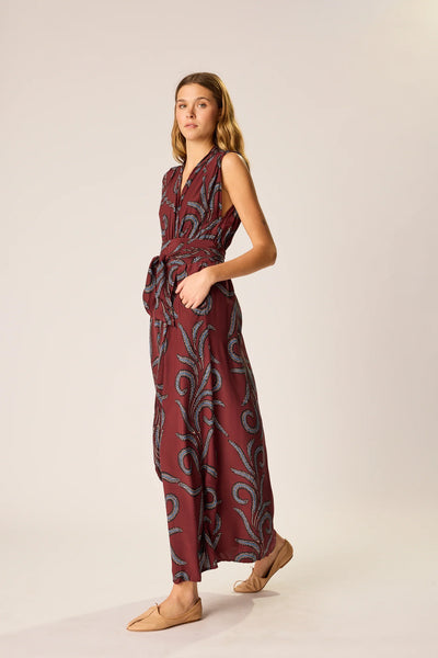 Nico Sleeveless Maxi Feather Bordeaux - Bodega Nantucket