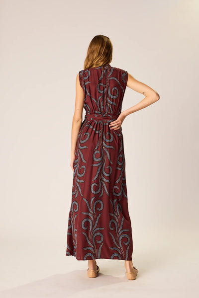Nico Sleeveless Maxi Feather Bordeaux - Bodega Nantucket