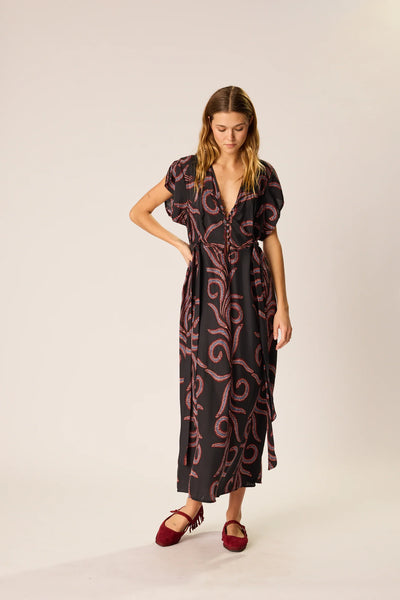 Monica Dress Feather Black - Bodega Nantucket