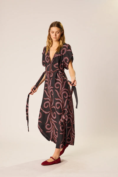 Monica Dress Feather Black - Bodega Nantucket