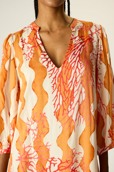 Maria Dress Coral Wave Honey - Bodega Nantucket