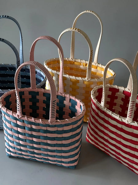 Retro Striped Shoulder Basket