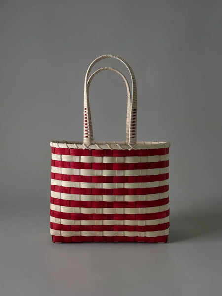 Retro Striped Shoulder Basket