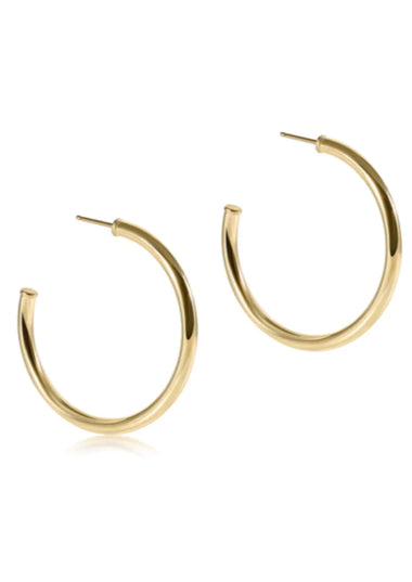 Round Gold 1.5" Post Hoop 3mm Smooth - Bodega Nantucket