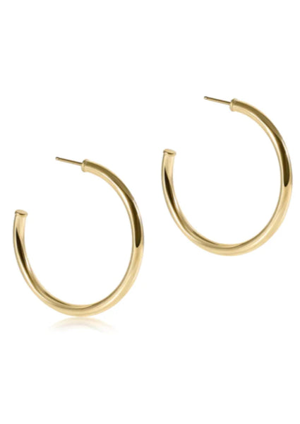 Round Gold 1.5" Post Hoop 3mm Smooth - Bodega Nantucket