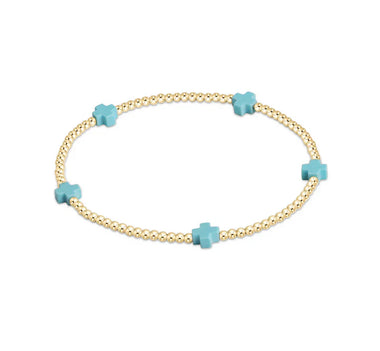 Small Signature Cross 2mm Turquoise Bracelet - Bodega Nantucket