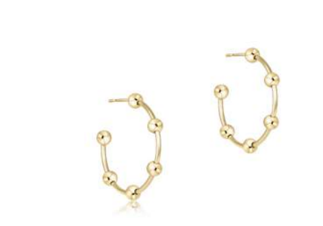 Beaded Simplicity 1" Post Hoop 4mm Gold - Bodega Nantucket
