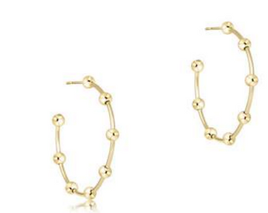 Beaded Simplicity 1.5" Post Hoop 4mm Gold - Bodega Nantucket