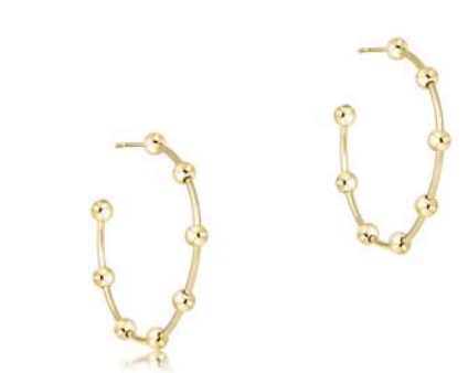 Beaded Simplicity 1.5" Post Hoop 4mm Gold - Bodega Nantucket