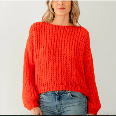 Yzze Hand Knitted Sweater - Electric Red