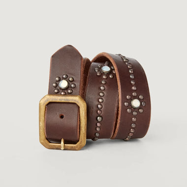 Opals Metallic Studs Soft Brown Leather Espresso - Bodega Nantucket