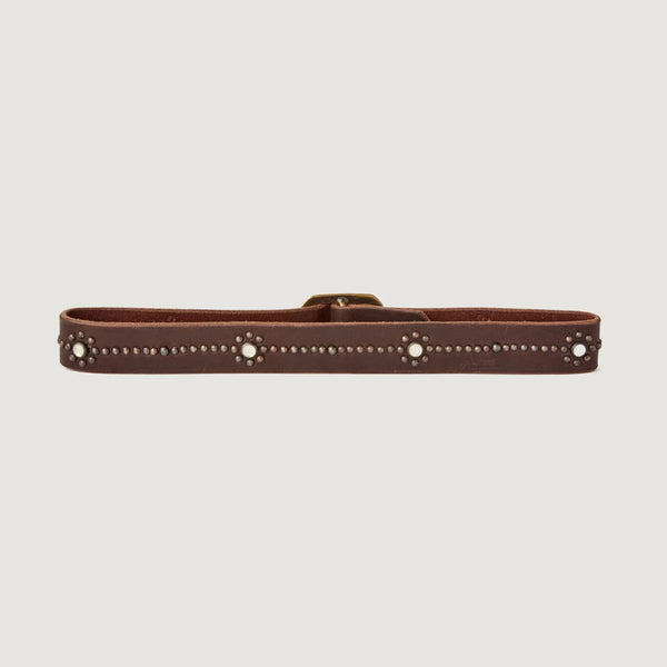Opals Metallic Studs Soft Brown Leather Espresso - Bodega Nantucket