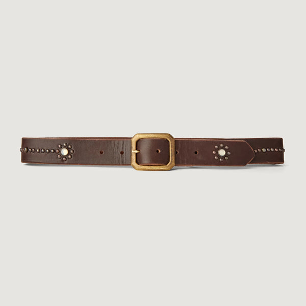 Opals Metallic Studs Soft Brown Leather Espresso - Bodega Nantucket