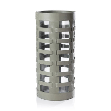 Moss Leather Glass Vase - Bodega Nantucket