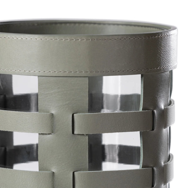 Moss Leather Glass Vase - Bodega Nantucket