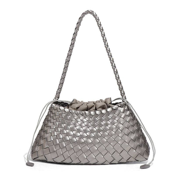 Vintage Woven Solid Color Underarm Bag Handbag