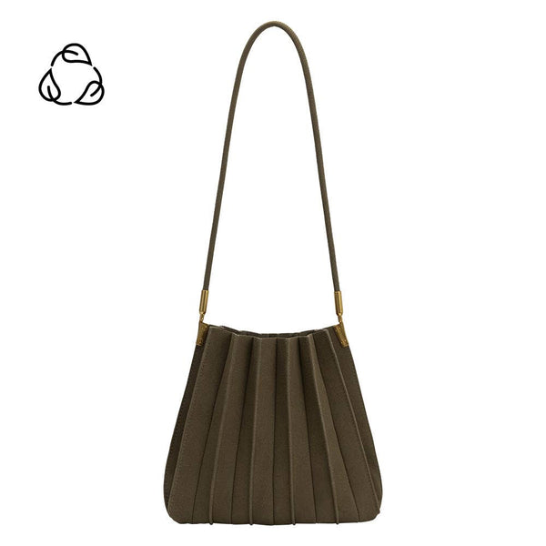 Carrie Olive Vegan Suede Shoulder Bag