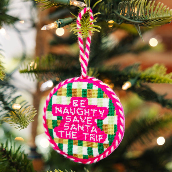 Needlepoint Ornament - Be Naughty - Bodega Nantucket