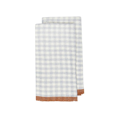 Two-Tone Gingham Kitchen Towels Blue & Cognac, Set of 2