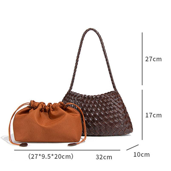 Vintage Woven Solid Color Underarm Bag Handbag