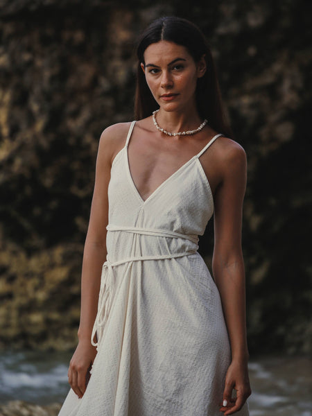 Sage Maxi Dress - Natural With Gold Stripes - Bodega Nantucket