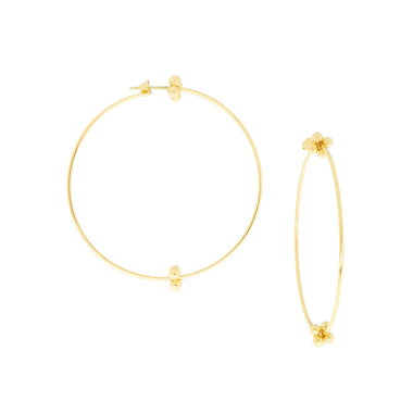 Thin post hoop with flower rondelles - Bodega Nantucket