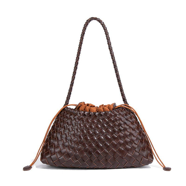 Vintage Woven Solid Color Underarm Bag Handbag