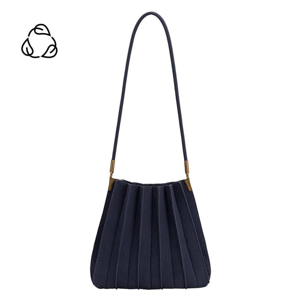 Carrie Navy Vegan Suede Shoulder Bag