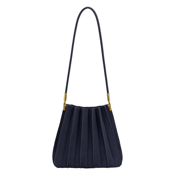 Carrie Navy Vegan Suede Shoulder Bag