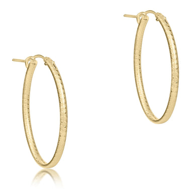 Oval Gold 1" Textured Hoop - Bodega Nantucket