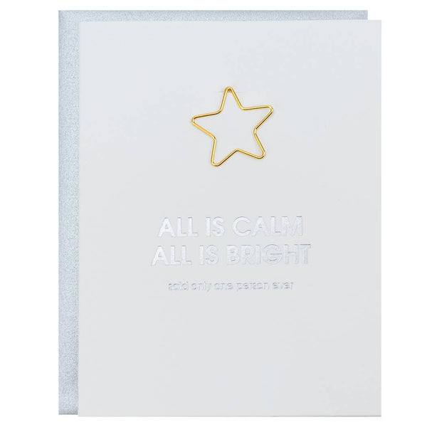 All is Calm Christmas Greeting Card with Star Paper Clip - Bodega Nantucket