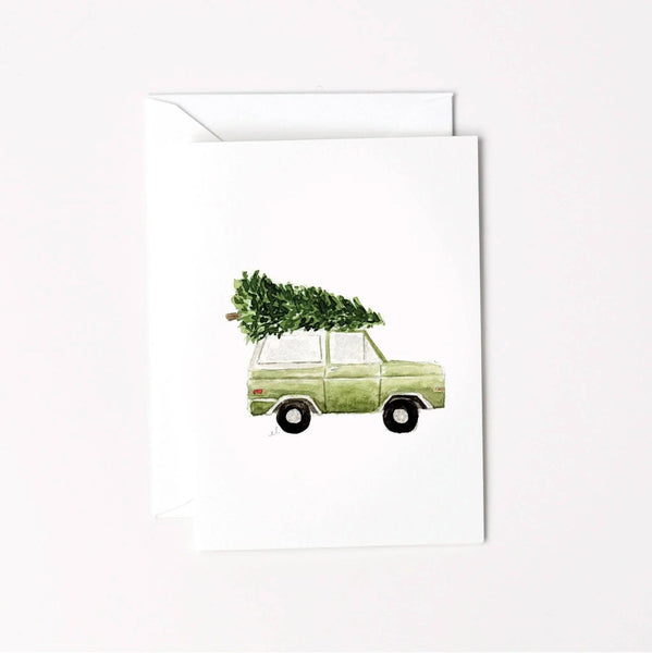 Christmas tree truck mini enclosure notecard - Bodega Nantucket