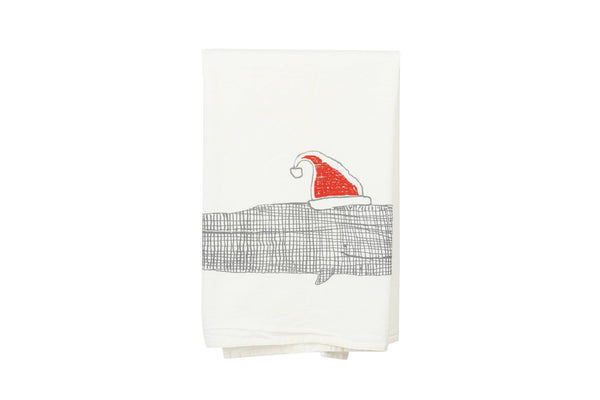 Festive whale tea towel - Bodega Nantucket