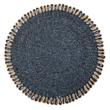 Loopy Abaca Navy & Natural 15" Round - Set of 4 - Bodega Nantucket