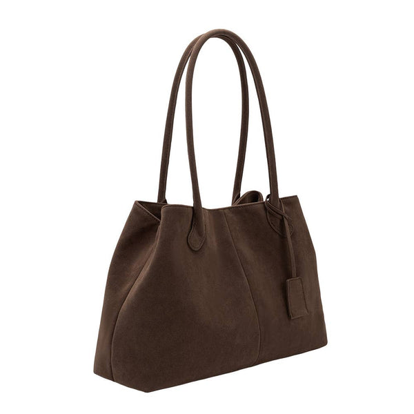 Irene Chocolate Vegan Suede Shoulder Bag