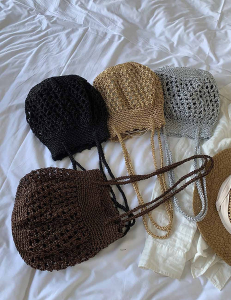 Stylish Solid Color Hollow Handmade Underarm Bag MK2BW6W10BBG359