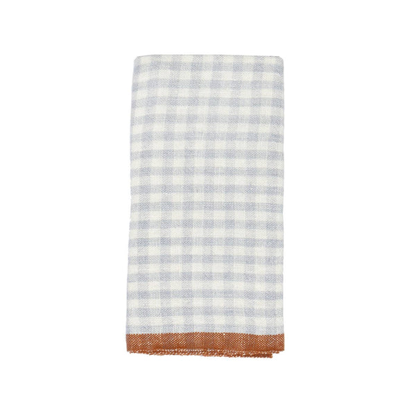 Two-Tone Gingham Kitchen Towels Blue & Cognac, Set of 2