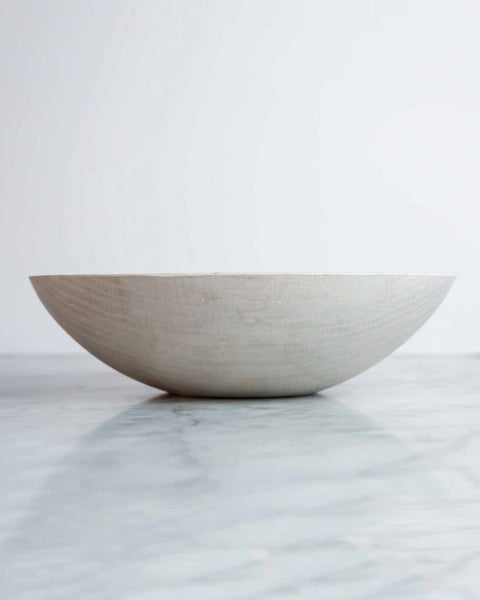 13" WHITE PEARL OAK ROUND BOWL - Bodega Nantucket
