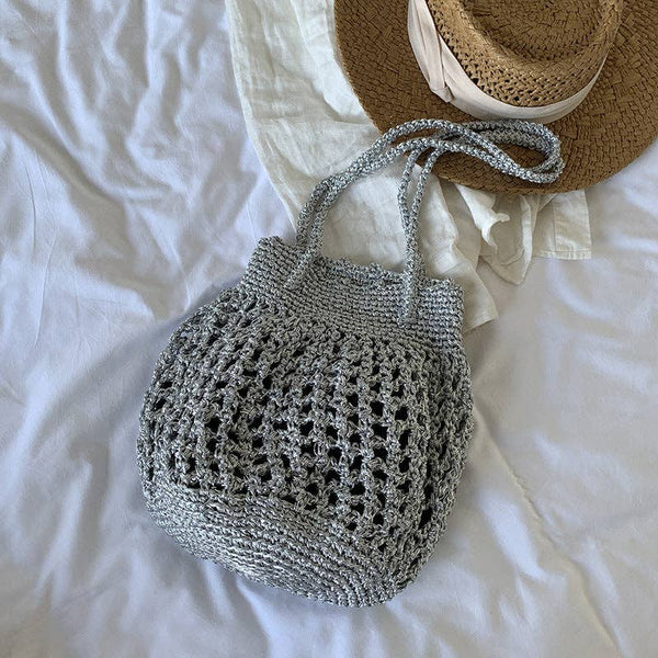 Stylish Solid Color Hollow Handmade Underarm Bag MK2BW6W10BBG359