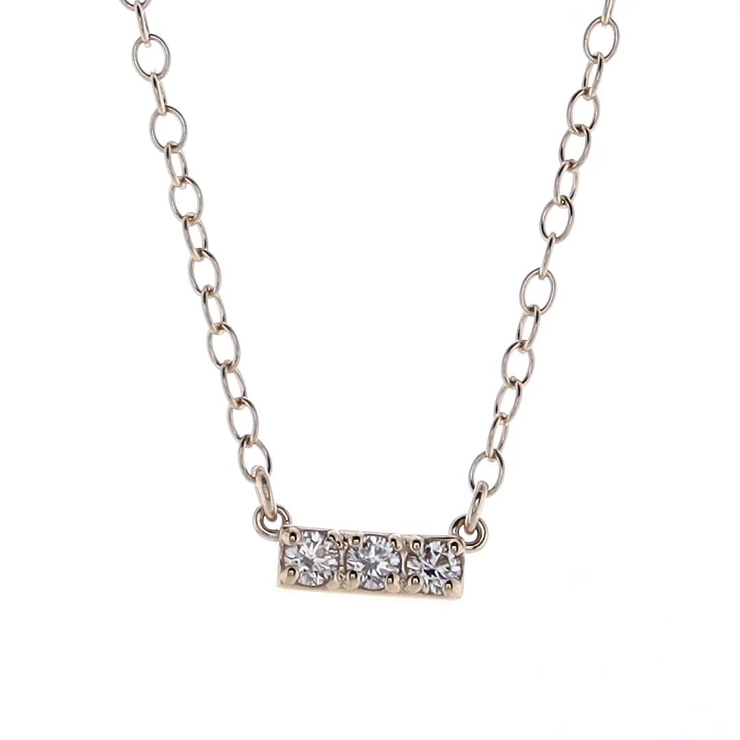 14kt Gold and 3 Diamond Bar Necklace