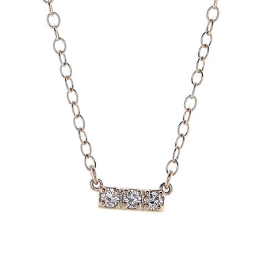 14kt Gold and 3 Diamond Bar Necklace - Bodega Nantucket