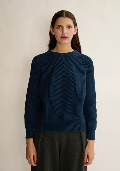 Chelsea Solid Cotton Sweater Navy - Bodega Nantucket
