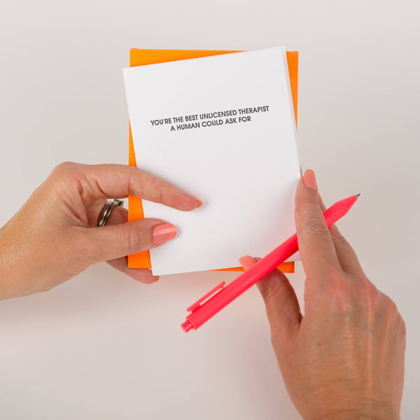 Unlicensed Therapist Letterpress Greeting Card - Bodega Nantucket